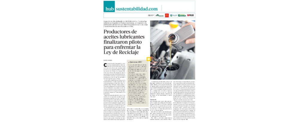 Productores de aceites lubricantes finalizaron piloto para enfrentar la Ley de Reciclaje - Pulso